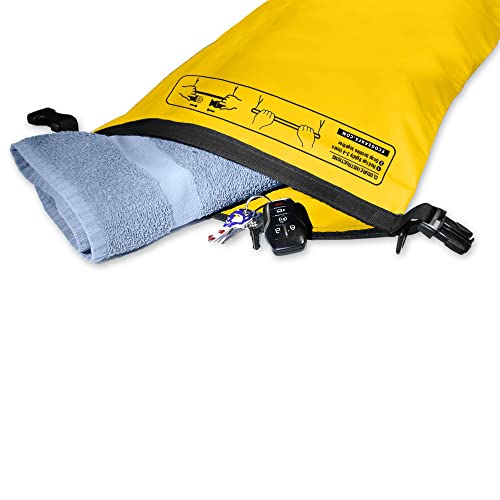 EcoGear FX Heavy Duty Waterproof Dry Bag Voyager Series – Durable Roll Top Compression Bag –Kayaking, Rafting, Boating, Hiking, Fishing and Camping - color: Yellow, size: 20L