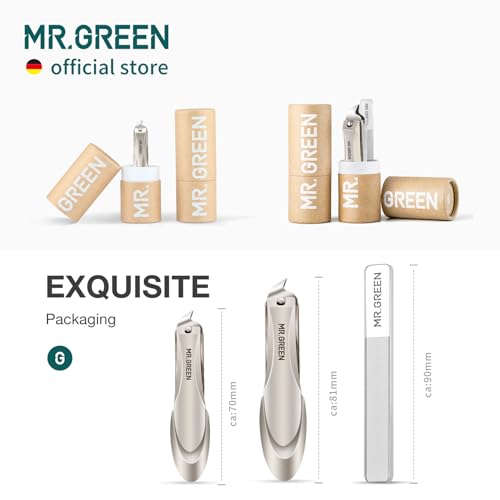 MR.GREEN Slanted Edge Nail Cutting Clippers Cuticle Nippers Tool Stainless Steel Dead Skin Oblique Tip Trimmer Manicure Scissors (Mr-1115+Glass File) - color: Mr-1115 + Glass File