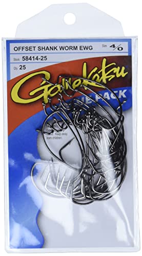 Gamakatsu 25 Pack EWG Offset Worm Hook - color: Black, size: 4/0