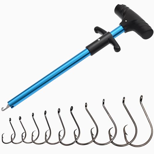 50Pcs Circle Hooks with Fishing Hook Remover, Super Sharp and Offset Catfish Octopus Circle Hooks for Saltwater and Freshwater, Nickel Coated High Carbon Steel, Sizes #1-8/0 - color: Black Nickel with Hook Remover, size: 6/0