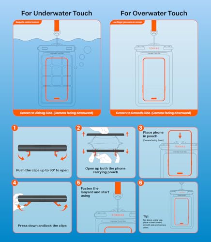 TORRAS IPX8 Waterproof Phone Pouch Floating, Underwater Screen Touchable, Water Proof Case with Lanyard for iPhone 17 Pro Max 16 S26, Cellphone Dry Bag Cruise Essentials 7.0 inch, White - color: 1 Pack-White