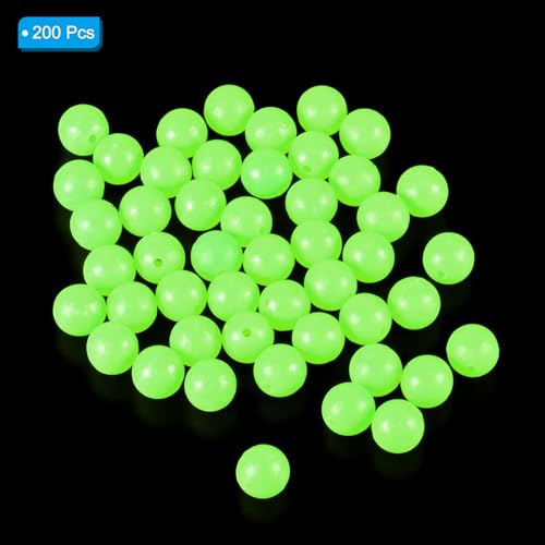 PATIKIL Glow Fishing Beads Plastic Round Rubber Luminous Fishing Bait Eggs Rig Bead Tackle Lures Accessories with Box - color: Green, size: 10mm