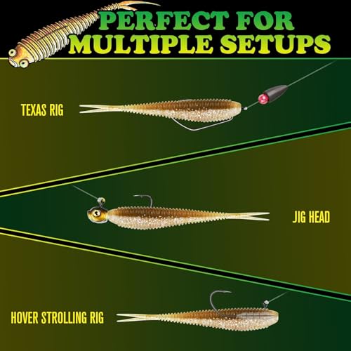 LUCKYFISHING Soft Plastic Baits 20PCS/30PCS/40PCS Forked Tail Fishing Soft Bait for Bass Walleye Trout Crappie Lures 3in/3.5in/4in - color: Brown Magic, size: 3in-40pcs