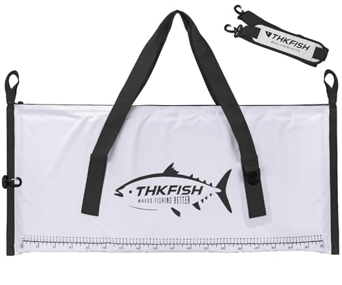 THKFISH Insulated Fish Cooler Bag, Fish Kill Bag for Caught Fish Ice Cold - color: White-Black, size: 40*16IN