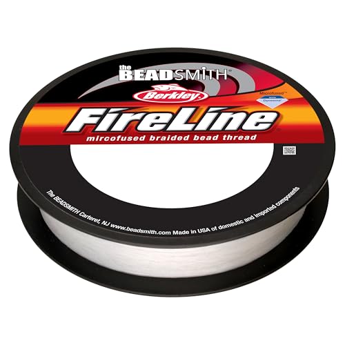 The Beadsmith Fireline by Berkley – Micro-Fused Braided Thread – 4lb. Test, .005”/.12mm Diameter, 125 Yard Spool, Crystal Color – Super Strong Stringing Material for Jewelry Making and Bead Weaving - color: Crystal, size: 4lb, .005", 125 yard