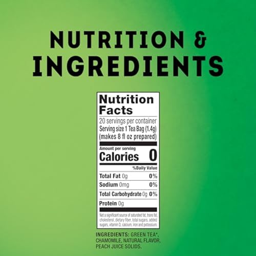 Lipton Peach Green Tea 6-Pack Flavored Tea Bags with Caffeine and Flavonoids, 120 Count Unsweetened Hot or Iced Tea Bags for Tea Lovers, Rainforest Alliance Certified - size: 120 Tea Bags (Pack of 6)