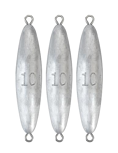 BLUEWING Torpedo Sinker Through Wire Fishing Weight Saltwater Bullet Lead Double Ringed 2oz-48oz - style: #06 10 Ounce, 3 Pack