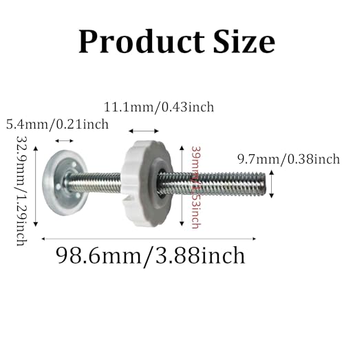 4Pcs M10 (10mm) Baby Gate Threaded Spindle Rod Replacement Parts Kit for Pressure Mounted Pet Safety Gates Stair Gates Hardware Accessories White（100mm in Length） - size: 10mm*100mm
