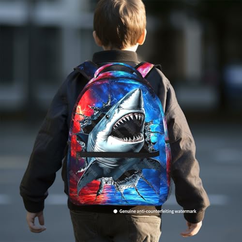 Shark Backpack for Boys Blue Ocean Animal Schoolbag for Teenage Girls Kids Cute Children Lightweight Waterproof Adjustable Book Bag for Preschool Kindergarten Bookbags Nursery Daycare - color: Shark 01
