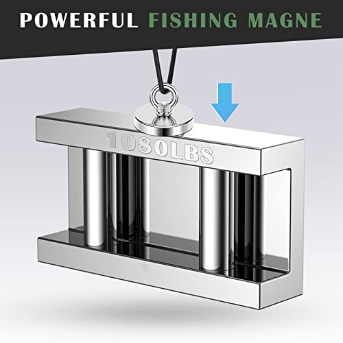 DIYMAG Super Strong Neodymium Fishing Magnets, 1200 Lbs 544 KG Pulling Force Rare Earth Magnet with Countersunk Hole Eyebolt Diameter 3.94 inch(100mm) for Retrieving in River and Magnetic Fishing - size: 100mm
