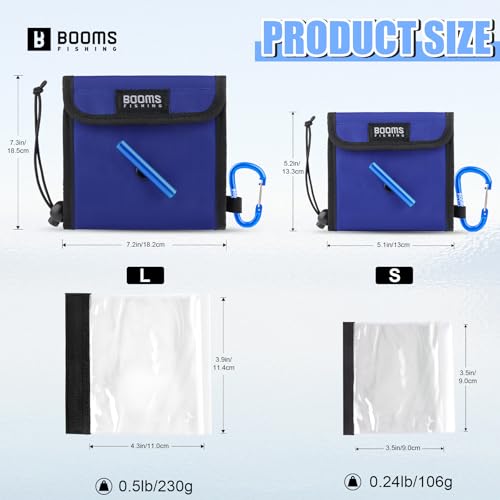 Booms Fishing Leader Holder Wallet: Fly Fishing Tippet Line Storage with 12 Clear Pocket and Tippet Holder - size: Large