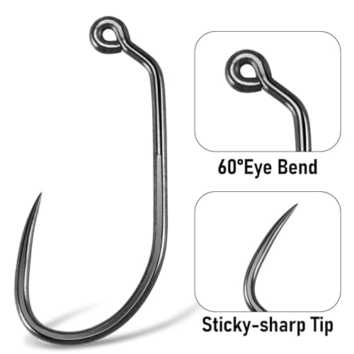Dr.Fish 50 Pack Fly Tying Hooks, 60 Degree Jig Hook Barbless Nyphm Fly Fishing Curved Shank High Carbon Steel Dry Shrimp Caddis Pupa Emergers - size: #18-50 Pack