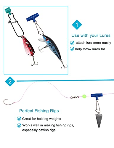 Fishing Line Sinker Slides- 30pcs Stainless Steel Braid Line Sinker Slider with Duo-Lock Snap High-Strength Line Weight Connectors for Saltwater Surf Fishing Rigs Catfishing - style: 2 Colors Mixed-30pcs