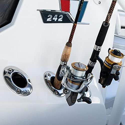 2 Pack Fishing Rod Holders for Boat, 316 Stainless Steel, 3 Angles (15°/30°/90°) Flush Mount, Heavy Duty Saltwater Corrosion Resistant with Thickened Nylon Nesting & Stopper Pin - style: 30 Degree