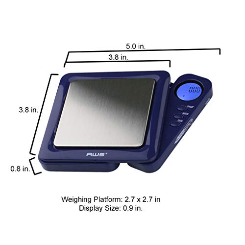American Weigh Scales Blade Series 650g x 0.1g Digital Pocket Scale 0.1g Accuracy | Precision Mini Scale, Small Digital Gram Scale for Kitchen, Gold, Gems & Coin Scale, Smart Digital & Compact Scale - color: Blue, size: 650g x 0.1g