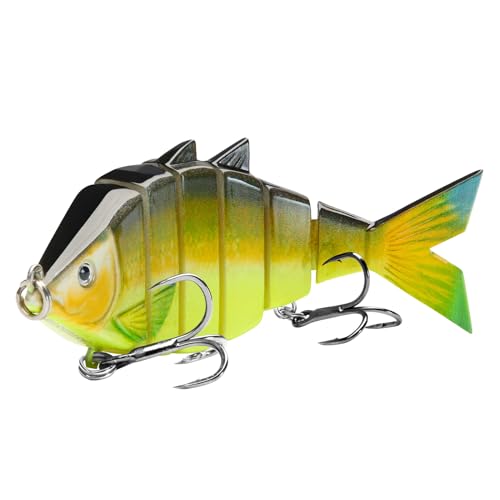 BASSDASH Bone Swimbait Multi Jointed Hard Fishing Lure for Bass Trout Bluegill Pike with Angled Cut Segments - color: Tuna