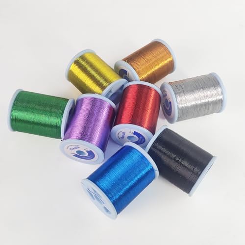 Aventik Fishing Rod Wrapping Thread for Guide Building 500D/100YDS 8PCS Nylon Thread Fishing Rod Repair Kit Fishing Rod Building Supplies - style: 8 Pack Rainbow Color Metallic Thread