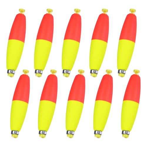 M METERXITY Pack Fishing Bobbers Floats, EVA Foam Weighted Bobbers, Clip-on Floats Slip Corks Floaters Strong Buoys - color: Red & Yellow, size: 3.78" Length