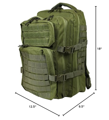 OSAGE RIVER MOLLE Fishing Backpack with Rod Holder - 600D Large Tackle Bag for Trays and Fishing Accessories - Tactical Backpack for Camping, Traveling, Hunting - Crocodile Green - color: Crocodile Green