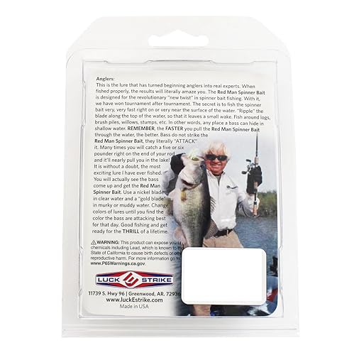 Luck E Strike Redman Spinner Bait by Jimmy Houston, 3/8 Ounce Colorado Spinnerbait - color: White