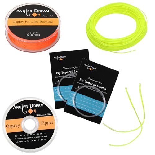 AnglerDream WF Fly Fishing Line Kit 1 2 3 4 5 6 7 8 9WT Fly Fishing Line Leader Braided Backing Fish Line - color: Fluo Yellow, size: WF 1F Fly Line Combo