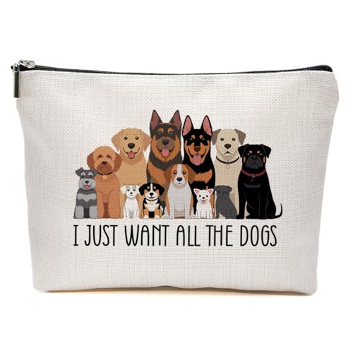 JIUWEIHU Dog Mom Makeup Bag, Dog Gifts Cosmetic Bags Travel Organizer Bag Zipper Pouch, Birthday Gifts for Women Friend Colleague Sister Mom, Dogs Loves Gifts for Women - color: Multicolor 0070