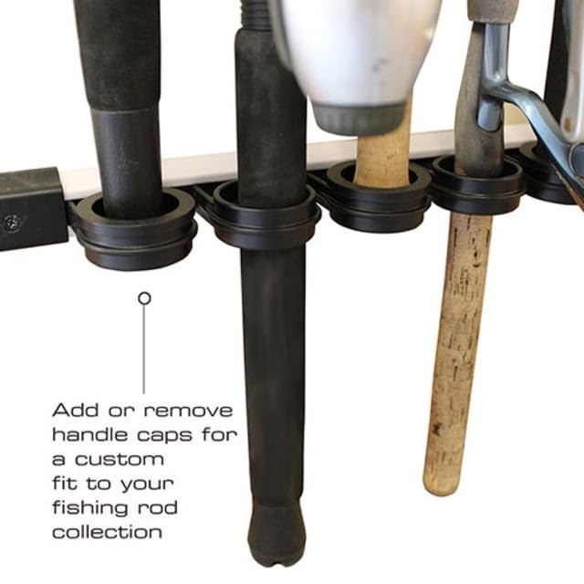 Rush Creek Creations 6 Rod Fishing Holder - Vertical/Horizontal Rack for Garage Organization and Wall Storage - color: White and Black, size: 1 PACK