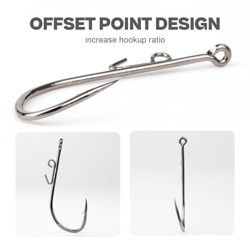 30-Pack Live Shrimp Fishing Hooks Zero Harm, Wide Gap Hooks with S/M/L Silicone Rings, 5 Sizes Assortment Pack 1/0-5/0 Freshwater Saltwater - size: 2/0 - 30Pack