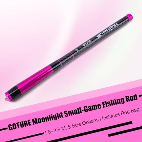 Goture//Telescopic Tenkara Fishing Rod Kit//Ultralight Travel Fishing Rod,Portable Collapsible Bass Crappie Rod, Carbon Fiber Inshore Stream Trout Pole 10 12 15 18 21 24 Free Tip Set(Top 3 Segment) - color: 1 Piece Moonlight Series(Not Include Extra Tips)