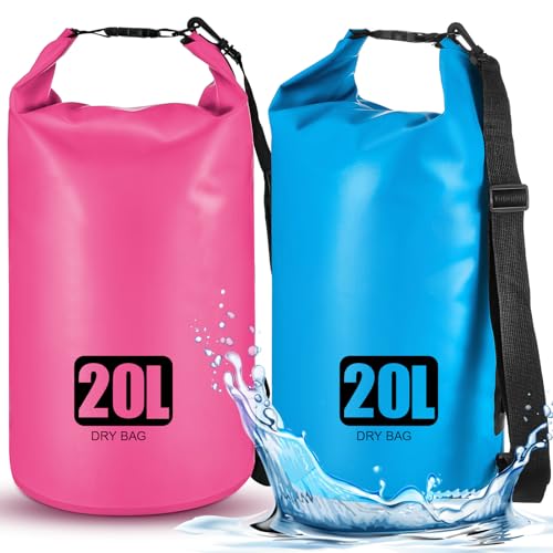 Aliceset 2 Pcs Waterproof Dry Bag 20L/10L Floating Dry Backpack Bags for Travel Pack Waterproof Backpack for Kayaking Rafting Boating Swimming Hiking Fishing(20 L) - size: 20 L