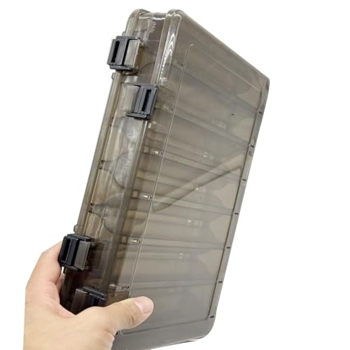 14 Compartments Double-Sided Visible Fishing Lure Hook Tackle Box Hard Plastic Container Box for Fishing Lures Hooks Jewelry Beads Earring (1pcs-black-14compartments) - color: 1pcs-black-14compartments