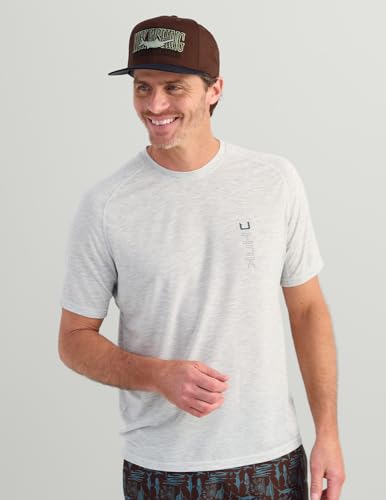 HUK Men's Drift Short Sleeve Lightweight Jersey Crew, Performance Fishing Shirt with UPF Sun Protection - color: Harbor Mist Heather, size: 3X-Large