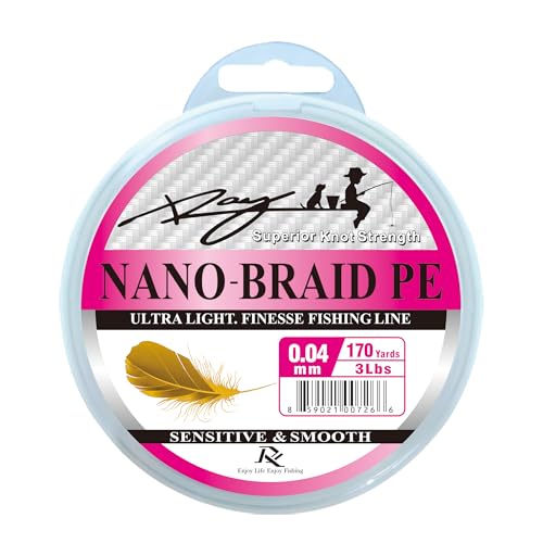 Ultra Slim Braided PE Fishing Line, Strong Knot Strength, Deign for Ultra Light Freshwater Fishing, Come with 3lb Test or 5lb Test, 170Yds Each Spool - color: Pink, size: 0.04mm-3Lbs