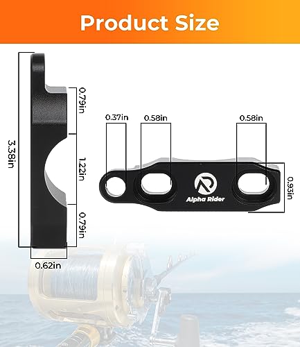 Fishing Reel Rod Clamp Fishing Reels Parts for Penn 20 30 50 70 International V VI Series Reel Rod Clamp Mount Anodized Aluminum Alloy (No Bolts or Screws) - color: Black