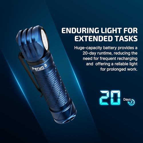 OLIGHT Perun 3 Rechargeable Headlamp Flashlight, 3000 Lumens LED Headlight with Red Light, Waterproof Head Lamp with Headband for Outdoor Camping, Hiking, Working (Midnight Blue) - color: Midnight Blue