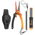 CVLIFE Fishing Pliers, Saltwater Hook Remover Kit, 7.5 Inch Aluminum Split Ring Pliers for Fishing with 17-4 PH Stainless Steel Jaws, Sheath, Tungsten Cutters Hook Sharpener & S-Carabiner - color: Orange