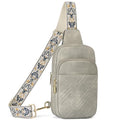 BOSTANTEN Sling Bag Quilted Crossbody Bags for Women Cross Body Purse Leather Fanny Pack with Adjustable Guitar Strap - color: A-twilight Grey