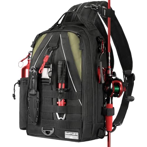 Ghosthorn Fishing Backpack Waterproof Tackle Bag Sling Bag Gift - color: Black, size: Large