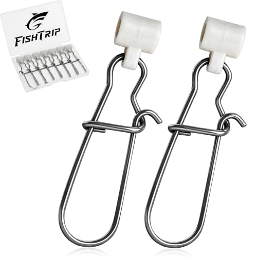 FishTrip Sinker Slides for Fishing Rigs - 25/50/100pcs Duo Lock Snaps for Fishing Line Heavy Duty Weights Sinkers Saltwater Connector Accessories - color: White, size: S#_25pcs