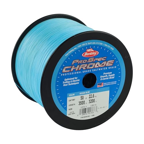 Berkley ProSpec Chrome Braid Fishing Line, Suitable for Saltwater Environments - color: Ocean Blue, size: 30lb - 3500yd