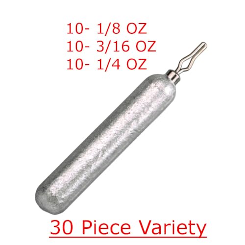 Reaction Tackle Drop Shot Weights for Bass Fishing - Skinny Pencil Sinkers for Drop Shot Rig - Freshwater and Saltwater Finesse Fishing - color: Silver, size: 30 Piece Kit