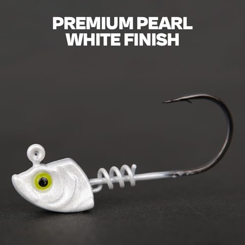 15-Pack Screw Lock Swimbait Jig Heads – 3D Chartreuse Eyes 1/8 3/16 1/4 3/8 1/2 oz, 3/0 & 4/0 Fishing Hooks - color: White, size: 1/4oz - 15Pack