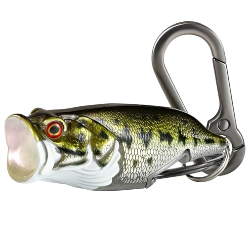Bass Fishing Lure Keychain, Cool Bass Fish Key Chain Fishing Gifts for Men, Bass Keychains for Fishing Lovers - color: Silver Green