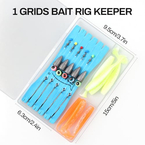 Texas Rigs for Bass Fishing Lures Kit Weights Hooks Lure Rig Rigged Line Leaders for Freshwater with Box - color: 1/0# Hooks-3/16 oz Weight (5pcs)