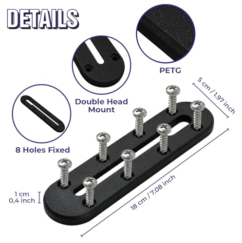 6-Pack Kayak Track Mount Accessories Kit -Universal Rail System for Kayak Fishing Accessories- Heavy-Duty Kayak Accessories Track Mount Rod Holder, Fish Finders & Cameras (Black) - color: Black