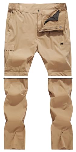 Men's Convertible Hiking Pants Zip Off Quick Dry Lightweight Safari Travel Camping Fishing Cargo Outdoor Pants - color: Khaki, size: 40