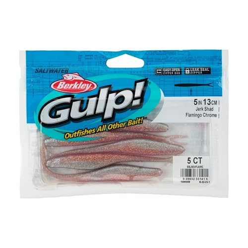 Berkley Gulp! Saltwater Jerk Shad Fishing Soft Bait - color: Flamingo Chrome, size: 5"