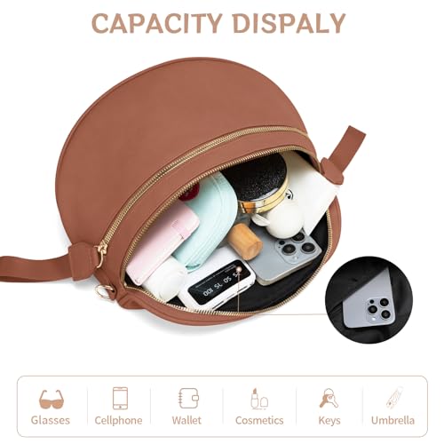 oscaurt Leather Crossbody Bag Bum Bag for Women Large Sling Bag Cross Body Purse Shoulder Handbag Fanny Pack - color: Brown, size: Large