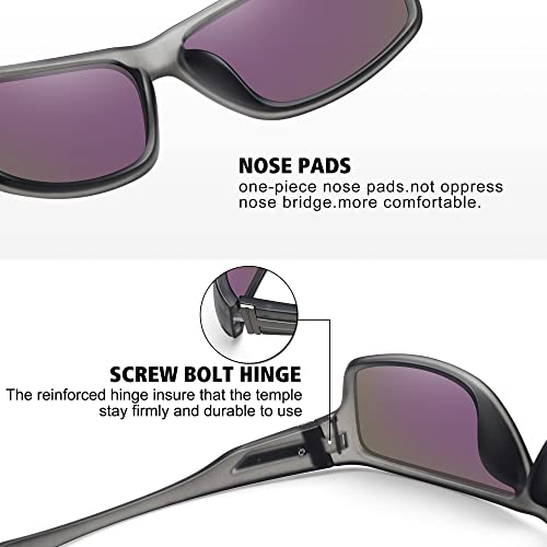 STORYCOAST Polarized Sports Sunglasses for Men Women Unbreakable Frame Cycling Fishing Driving - color: Gray Frame-green Mirror Lens