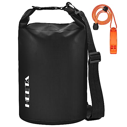 HEETA Waterproof Dry Bag for Women Men, 5L/10L/20L/30L/40L Roll Top Lightweight Dry Storage Bag Backpack with Emergency Whistle for Travel, Kayaking, Boating, Camping, Beach, Cruise Ship Essentials - color: Black, size: 20L